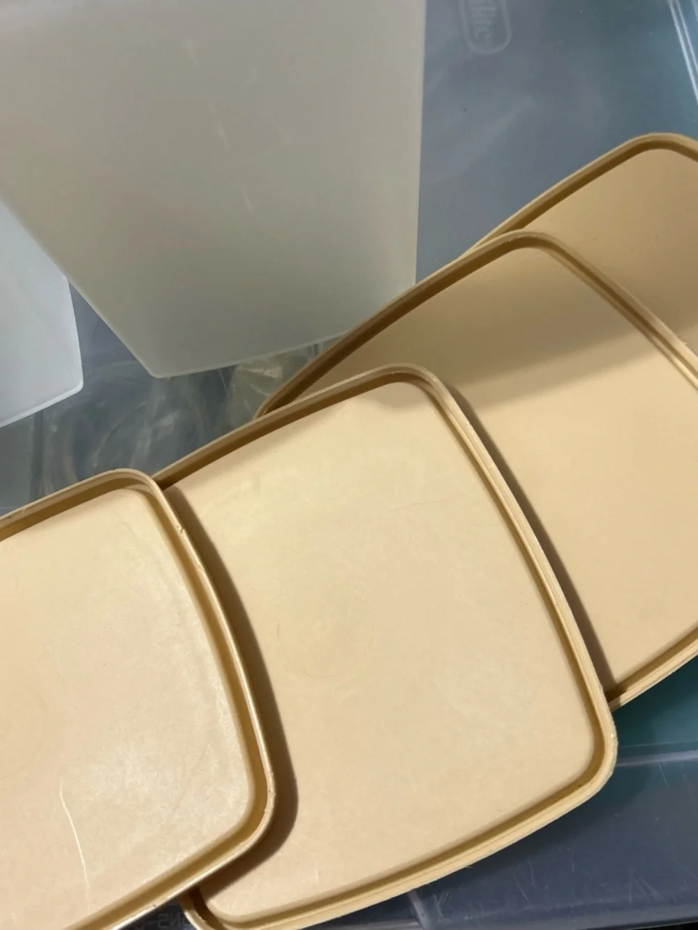 Tupperware Cream Canisters with Gold Lids – Set of 4